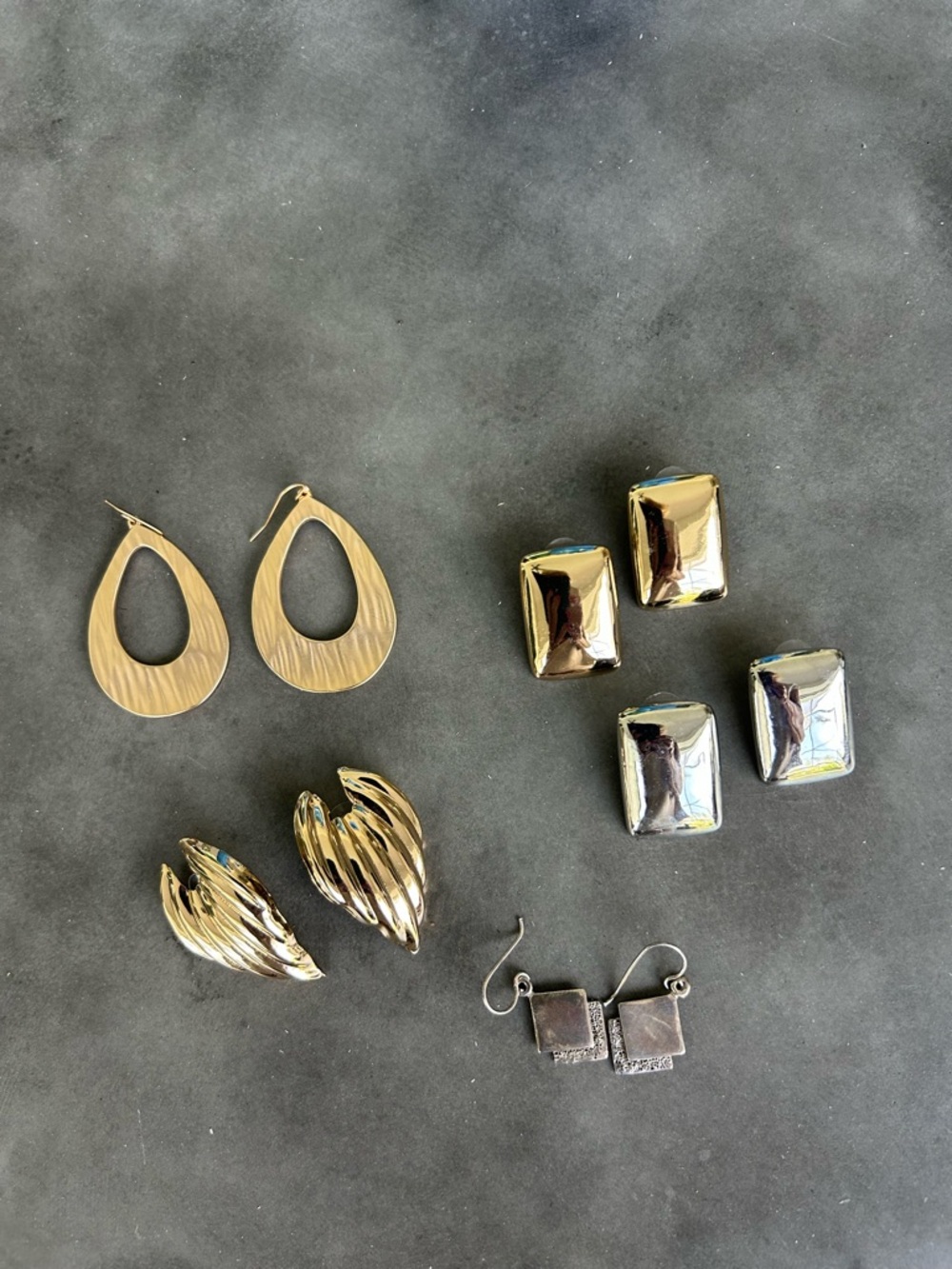 3 gold tone, 1 silver tone, 1 Sterling silver pierced earrings - NEVER WORN